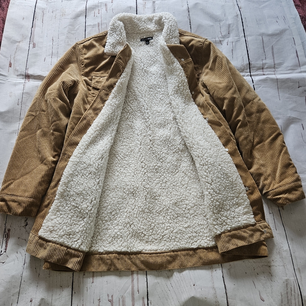 Fashion Nova Women's Long Tan Corduroy Western Coat Size Large - Picture 2 of 6